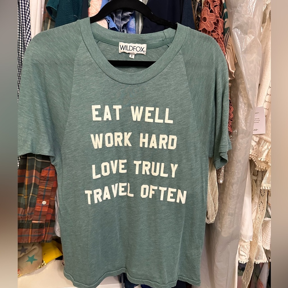 Wildfox Eat Well Work Hard Tee size small